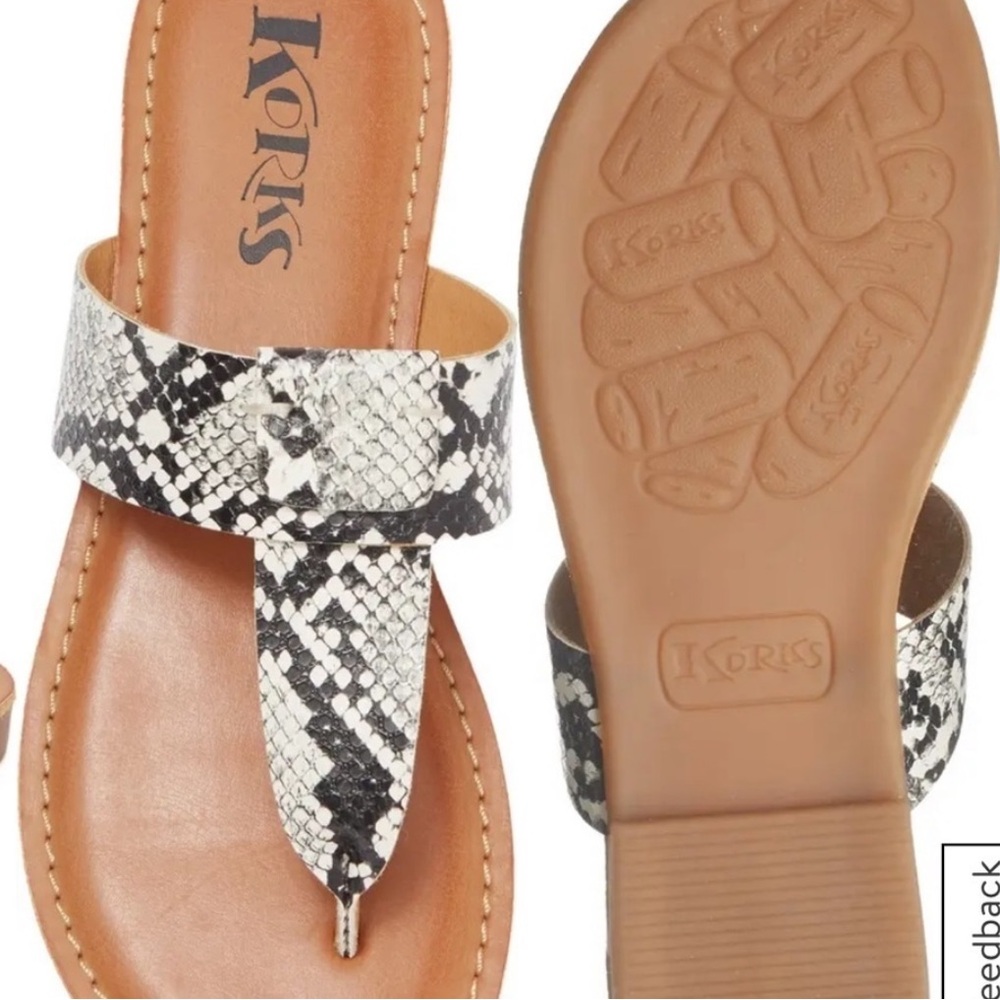 Korks by Kork-ease Dawn Snake Print Slip on Slide Sandals. Size 8 - Picture 2 of 10